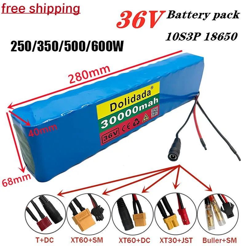 

Аккумулятор для электровелосипеда 10S3P, 36 В, 30 Ач, литий-ионные аккумуляторы 18650, 350 Вт, для электрического скутера, мотоцикла, скутера высокой ...