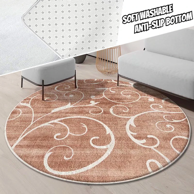 

Modern Nordic Round Large Carpets for Living Room 200x200 Flannel Soft Bedroom Area Mat Washable simple Room Decor Non-slip Rugs