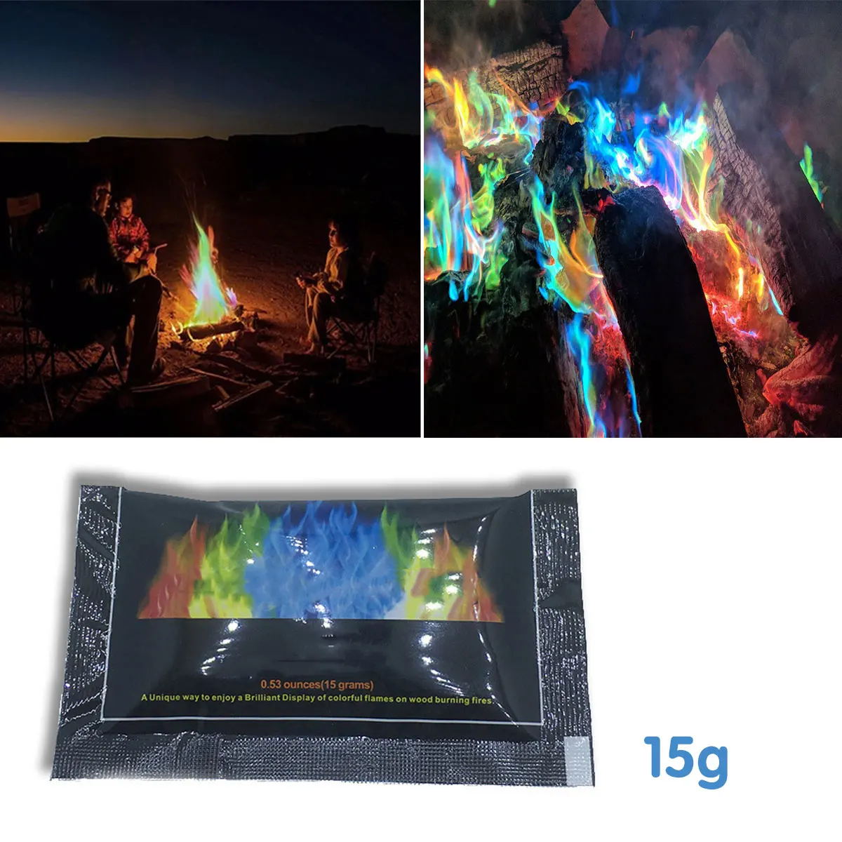 

L Mystic Fire 0.529 oz Multi-Colour Fire Flame Colorant Magic Flame Color Changer Long-Lasting Bonfire Flame Powder Party