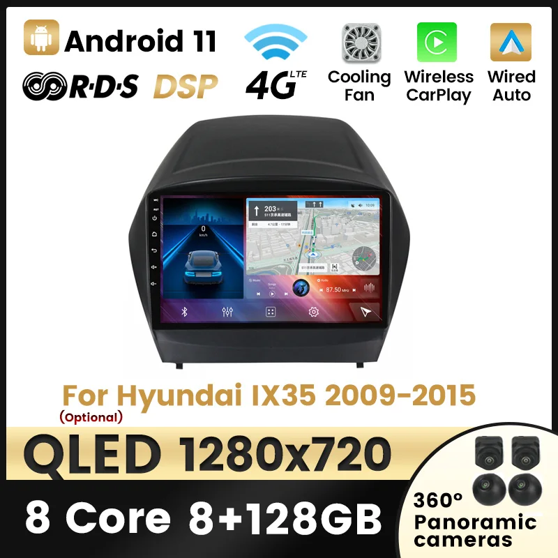Автомобильный радиоприемник AI Voice 2din Android 2009 для Hyundai IX35-2015 GPS-навигация встроенный