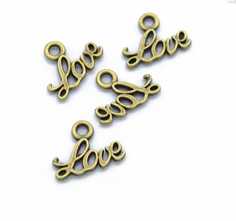 250pcs 13x10mm Antique Silver Color Love Word Charm Small Word Love Charm Tiny Love Charm For Jewelry Making F0105