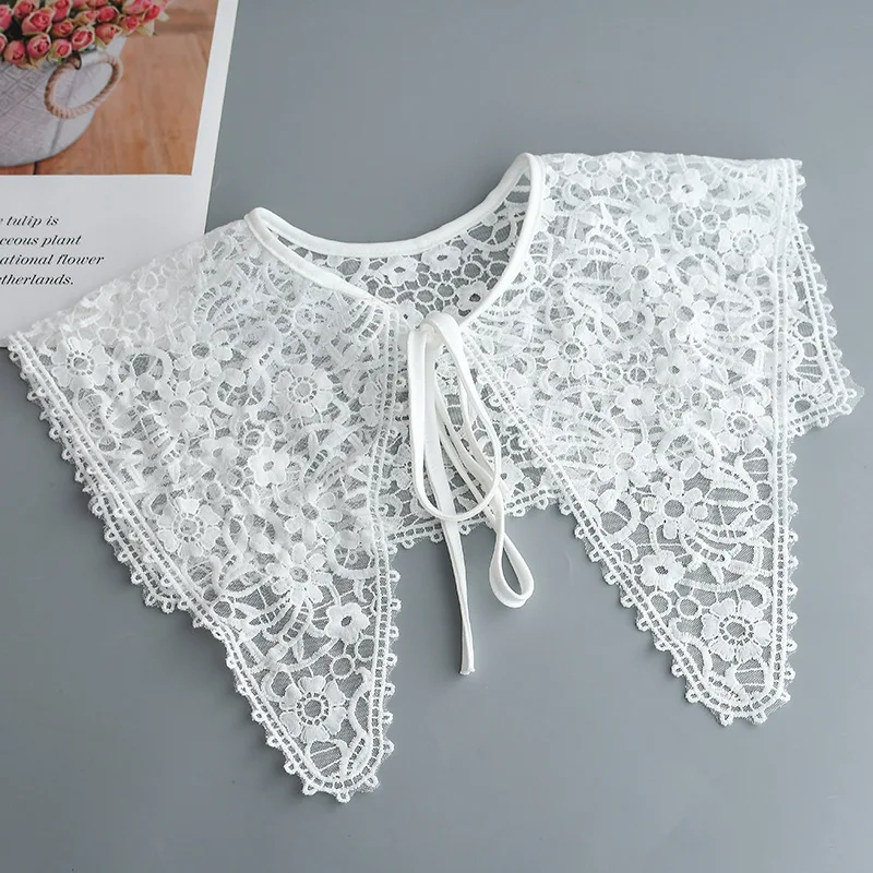 

Sitonjwly Women Shirt Solid Color Fake Collar Shouder Wrap Girls Student Adjustable Bowknot Bottoming Shirt False Collar Shawl