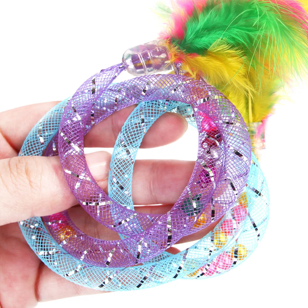 Кошачий шланг перо игрушка колокольчик пружина прыжки дразнящая для кошек