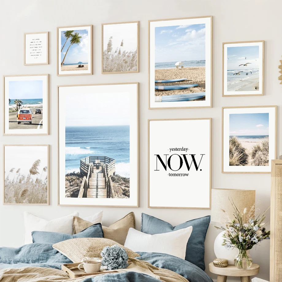 Настенная Картина на холсте синий океан кокосовое дерево Ван пляж роуд