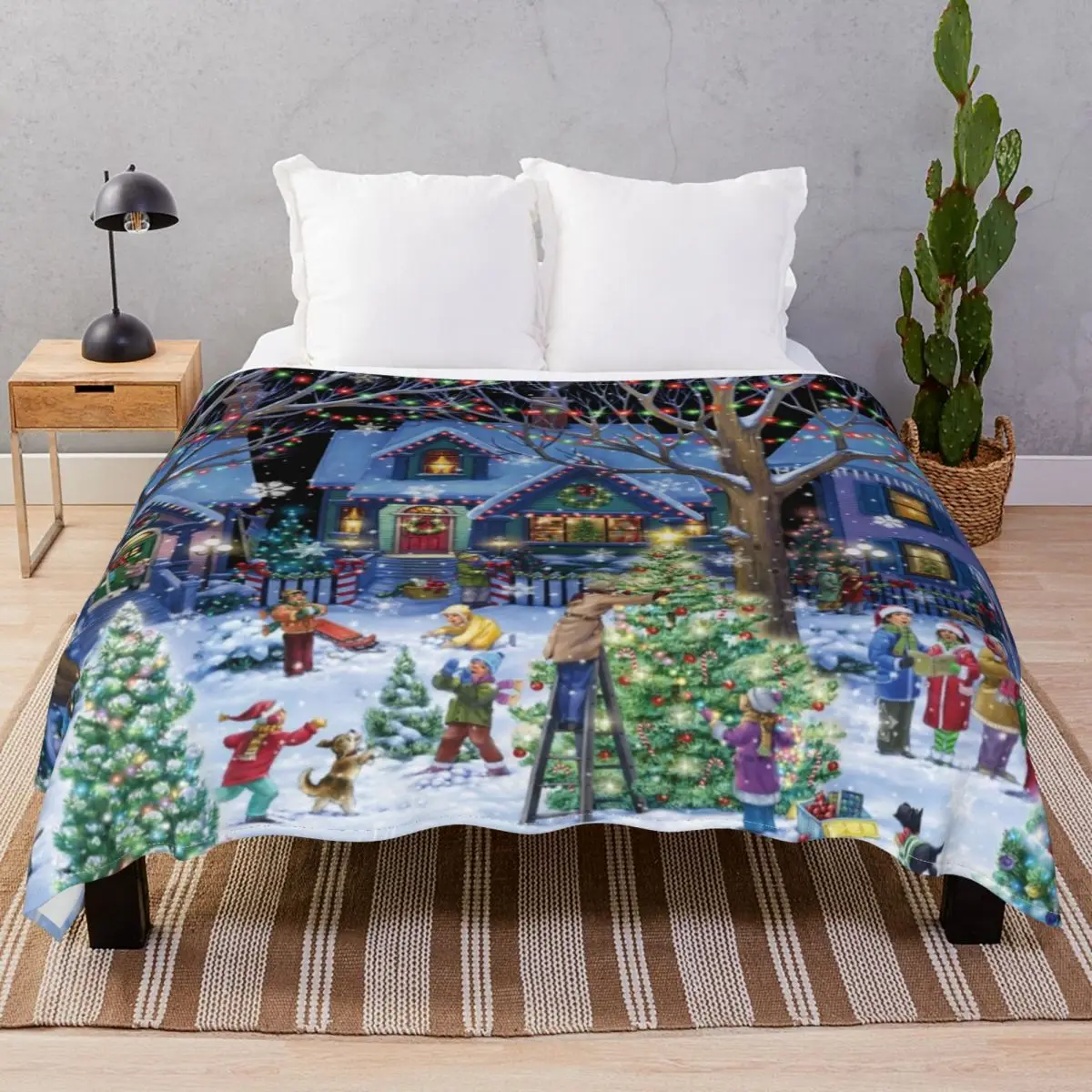 Decorating For Christmas Blanket Flannel Textile Decor Ultra-Soft Throw Blankets for Bed Home Couch Travel Office