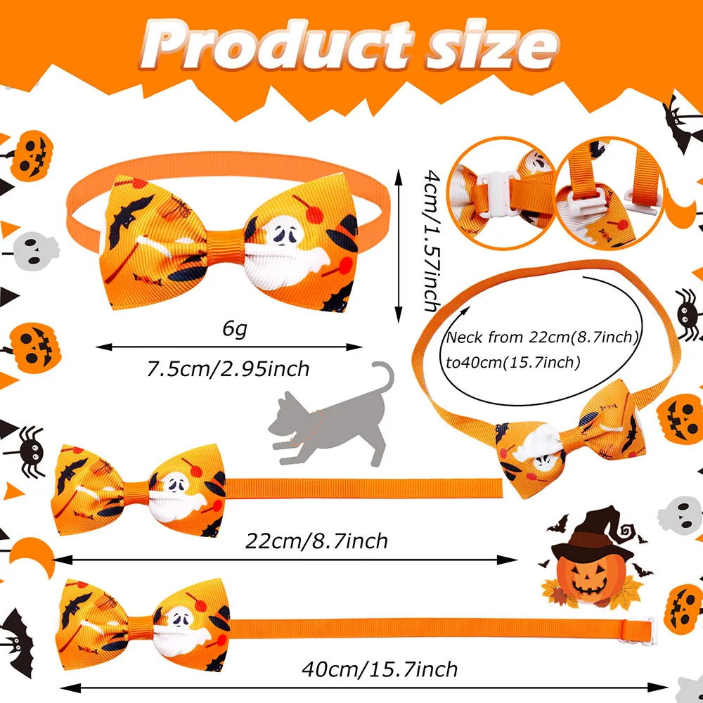 50 шт. галстук-бабочка на Хэллоуин бант для собак регулируемый череп маленькие