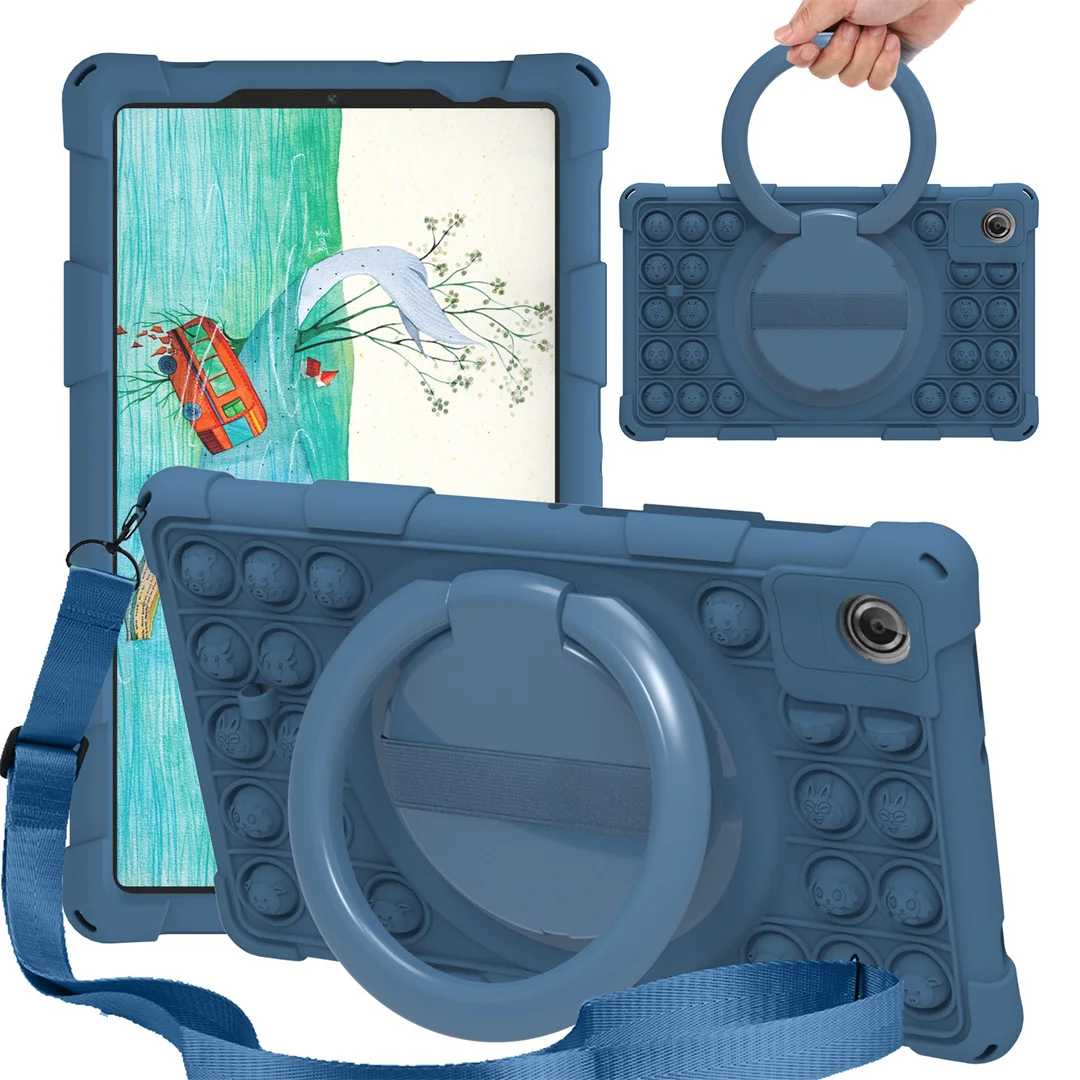 Фото Чехол для планшета Lenovo LX One 8,7 дюйма Samsung SM-T220, силиконовый чехол Pop It, вращающаяся на 360 градусов подставка, полная защита, держатель для ручек, ремешок №1