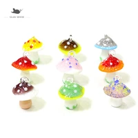 2pcs mini cute mushroom charms glass pendants for necklace bracelet earring diy jewelry making accessories easter decor supplies