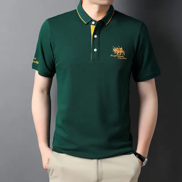 High quality men's cotton embroidered polo shirt 2023 summer new high-end business casual Lapel short sleeve T-shirt 3