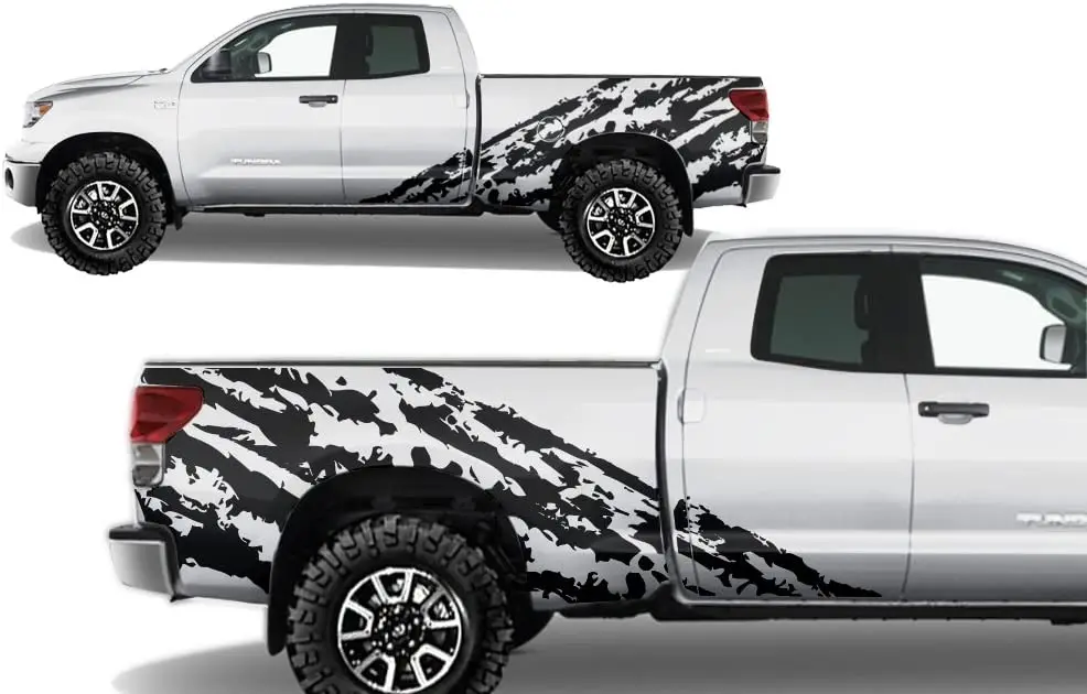 

Factory Crafts Shred Side Graphics Kit 3M Vinyl Decal Wrap Compatible with Toyota Tundra Double Cab 20072013 Matte Black