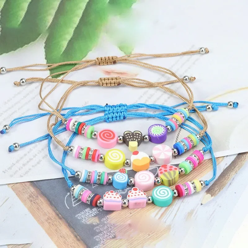 12 шт./комплект регулируемый браслет из полимерной глины с фруктами