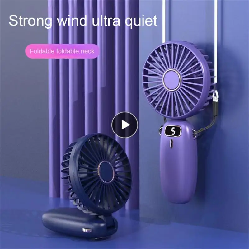 

Neck Fan Portable Key Switch Handheld Fan Folding Light Sound Small Fan Household Tools Electric Fan Simple Soft Wind
