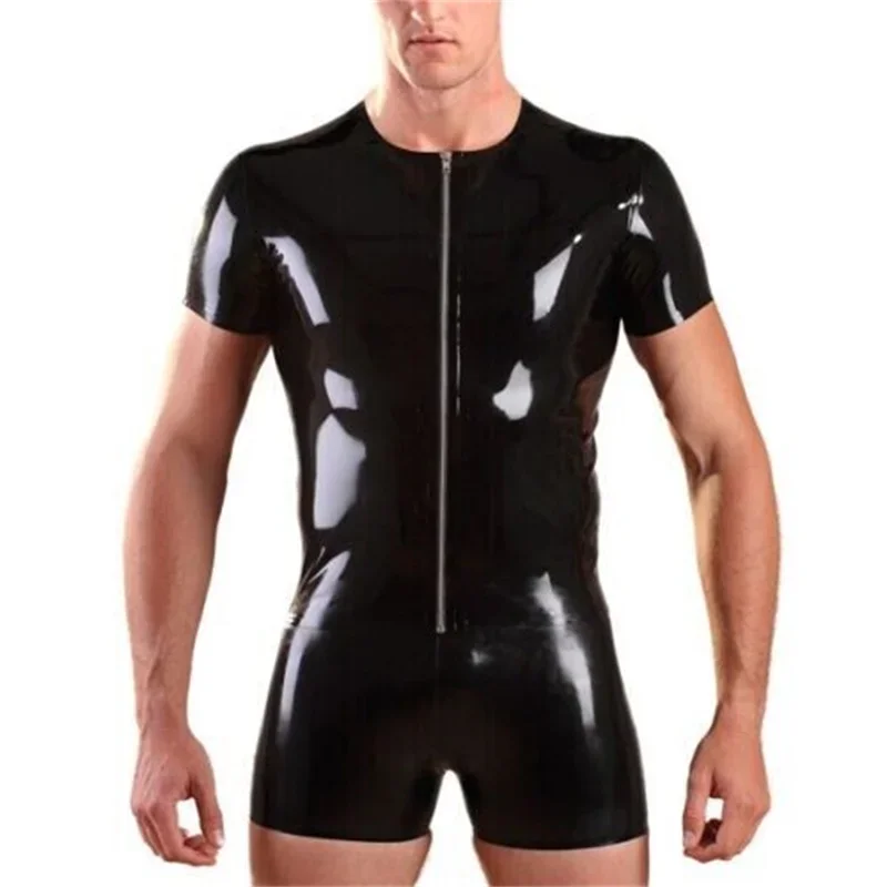 Модный латексный унисекс красный топ с короткими рукавами резина 0 4 мм размер