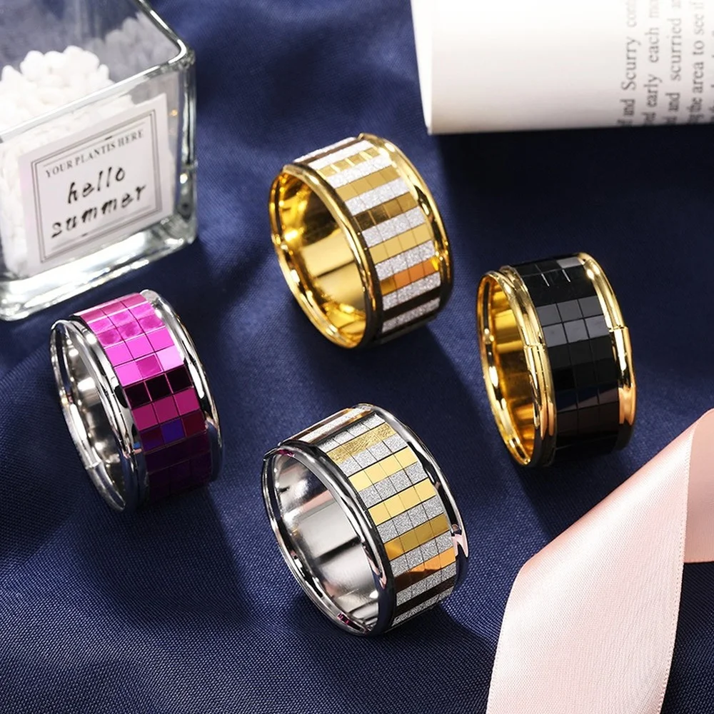 

12PCS four-color electroplating simple napkin ring desktop decoration ornaments for cocktail party celebration wedding family