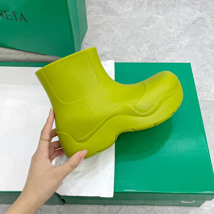 

New Women's Flat Avocado Rain Boots Plus Velvet Casual Inner Heightening Thick-soled Martin Short Boots Chelsea Boots Sexy Women