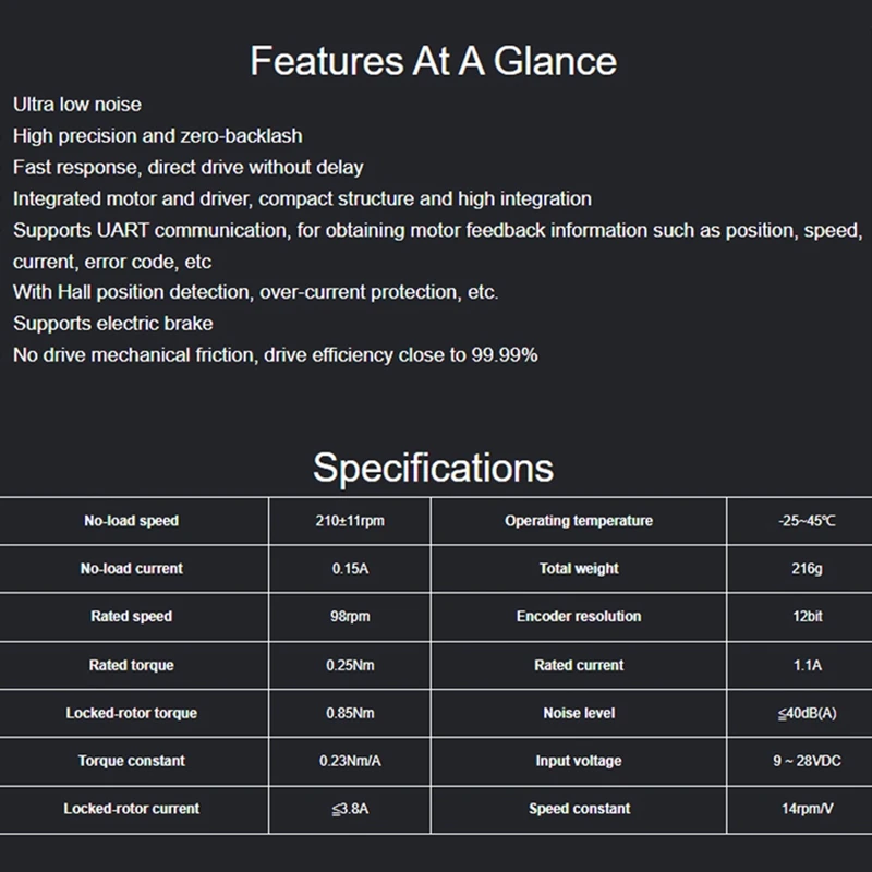 Серводвигатель DDSM210 с прямым приводом низкой скоростью и высоким крутящим