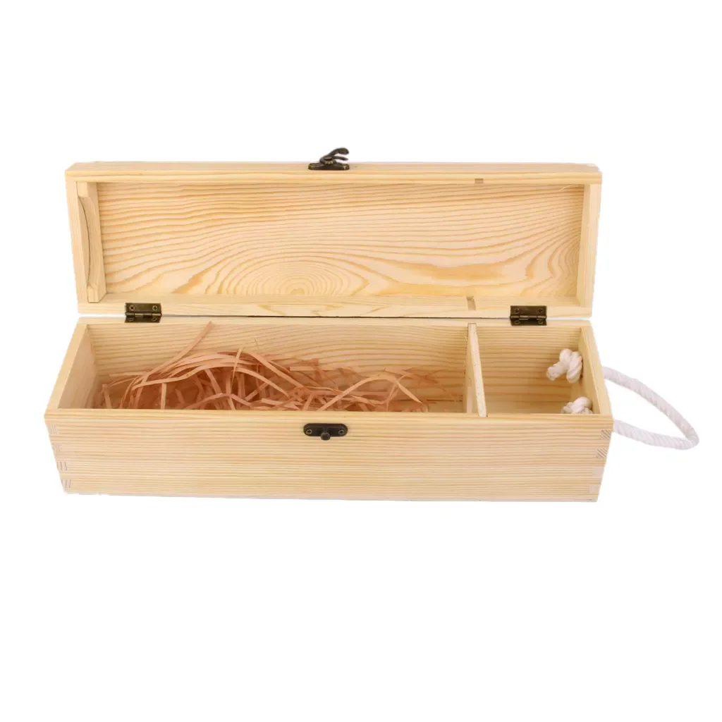 

35*10*10cm Single Bottle Wood Wine Box Carrier Crate Case Best Gift Decor