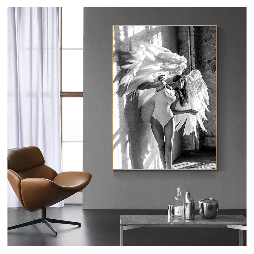 

Nordic Decoration Home Angel Wing Canvas Posters And Prints Wall Art Canvas Painting Black White Wall Pictures For Living Room