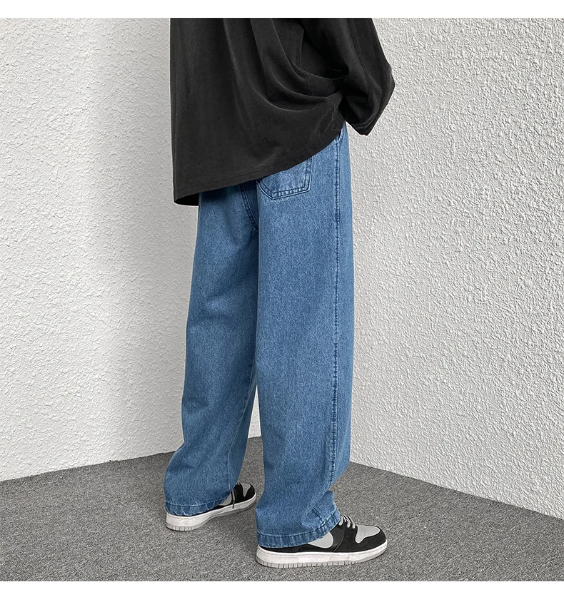 Men's Jeans Baggy Straight Wide Leg Pants Waist Drawstring Design Simple Fashion Casual Pants Korean Streetwear Large size M~5XL