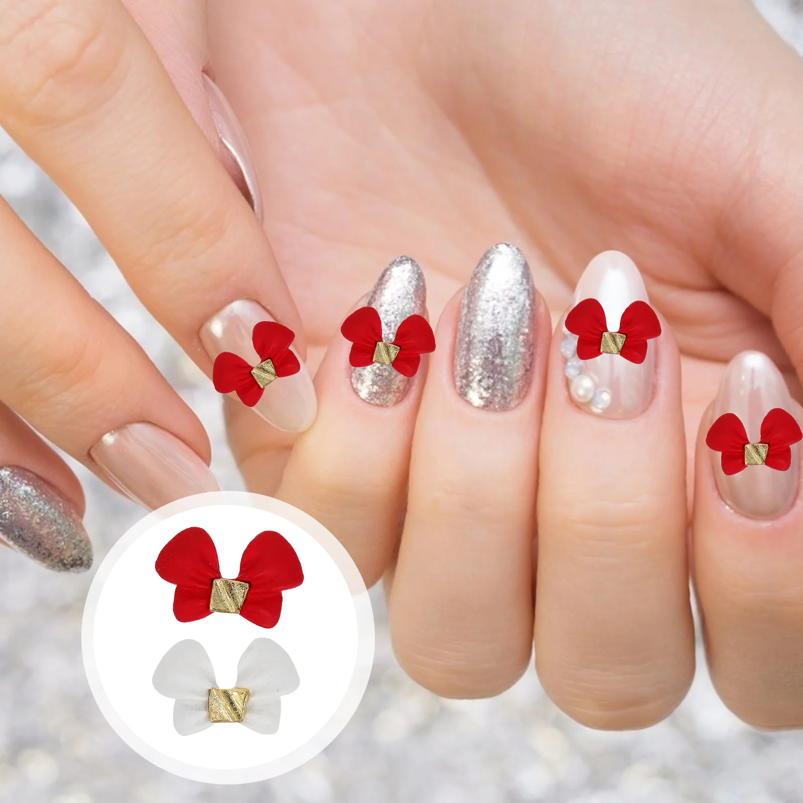 

10pcs Resin Nail Studs Bow Nail Charms Nail Art Accessories for DIY