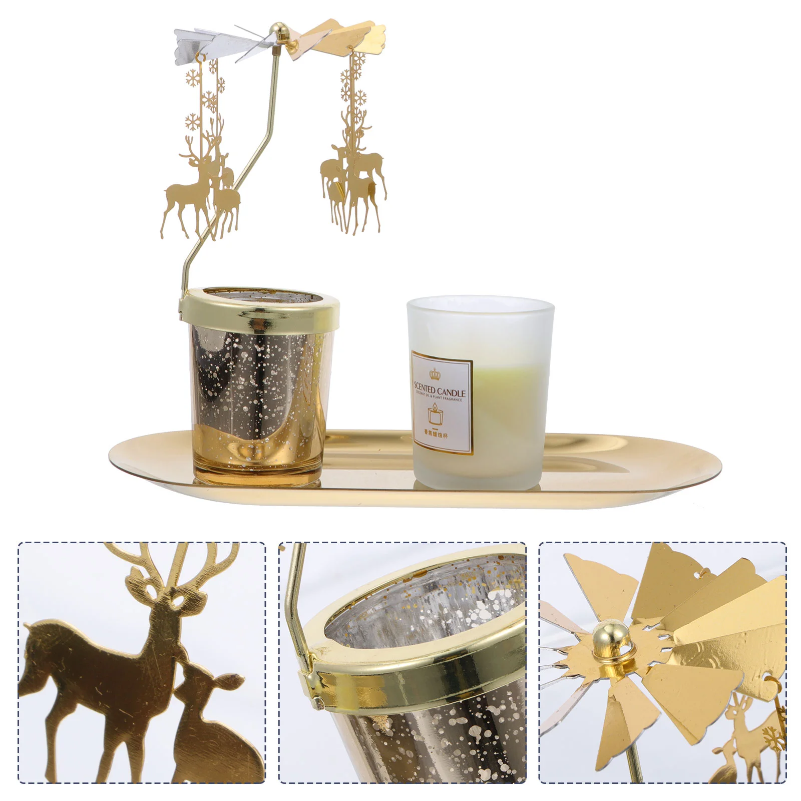 

1 Set Nordic Style Rotating Candlestick Xmas Elk Holder Ornament