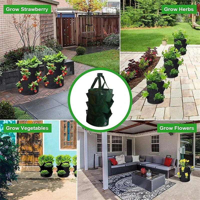 New Garden Planting Bag Strawberry Grow 3L Multi-mouth Vertical Flower Herb Tomato Planter |