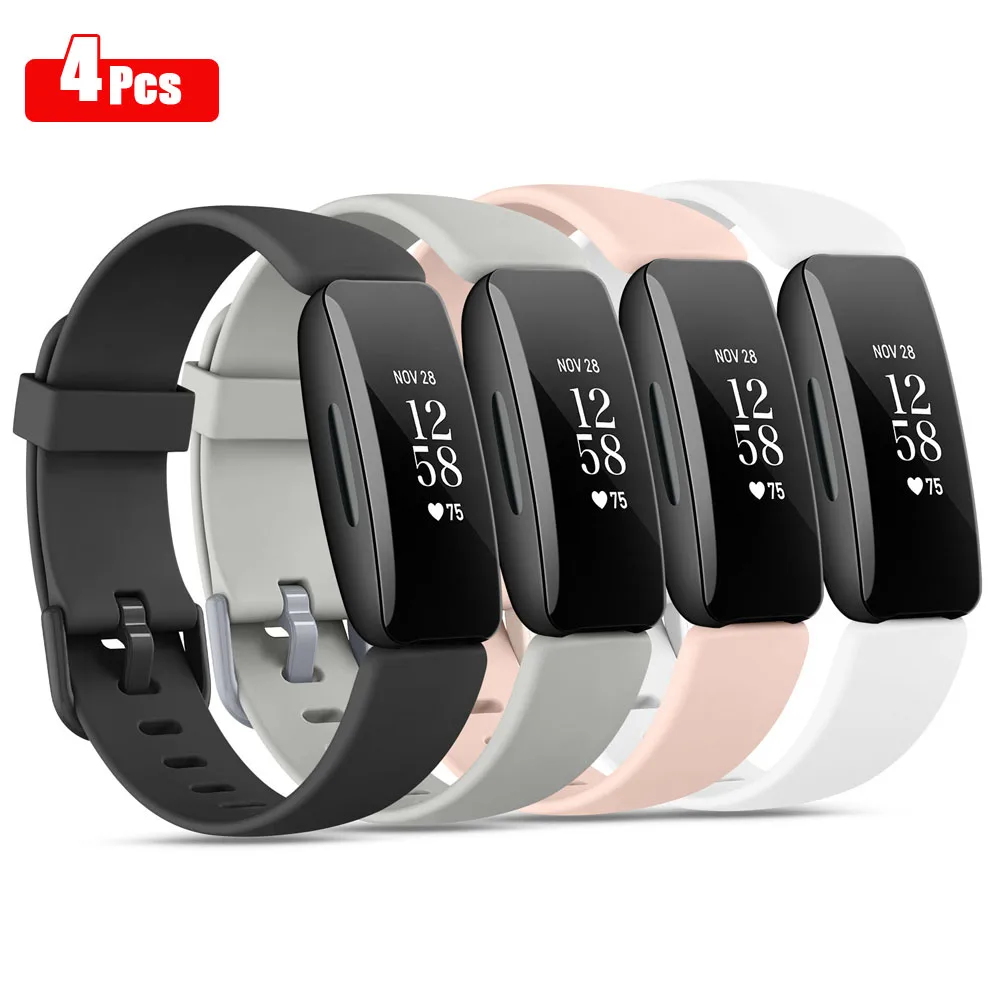 4pcs Soft Silicone Strap For Fitbit inspire 2 Band Bracelet Watchband Wristband For Fitbit inspire 2 Strap Replacement Accessory