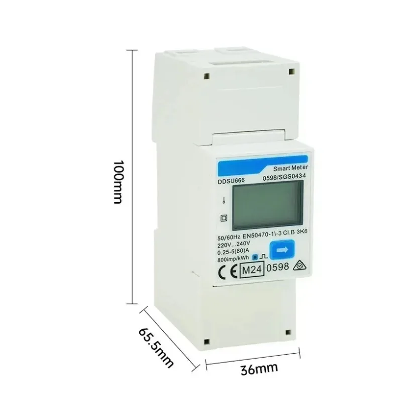 Однофазный измеритель на DIN-рейку Ddsu666 Цифровой ватт-часовой мощности тока Ct