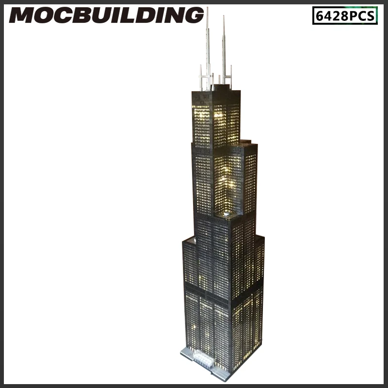 MOC City Creative Street View Willis Tower Модель Строительные блоки DIY Сборка Кирпичи Архитектура