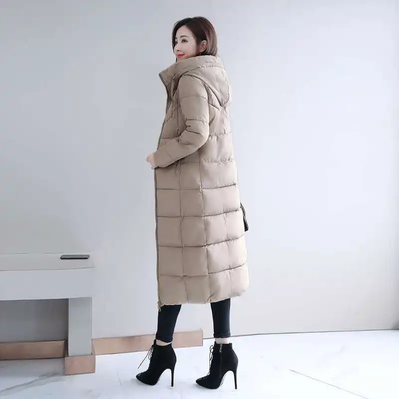 2022 Winter Women Ultralight Thin Jacket Space Cotton Hooded Windproof Long Sleeve Warm Coat Parka Female Portable Outwear Long