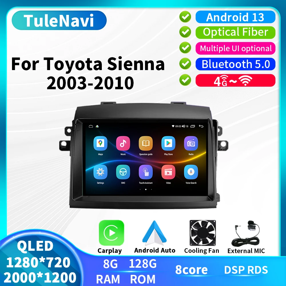 

2K Screen For Toyota Sienna 2 XL20 2003 2004 2005 2006 2007 2008 2009 2010 Car Radio Multimedia Player GPS Navi Android Auto