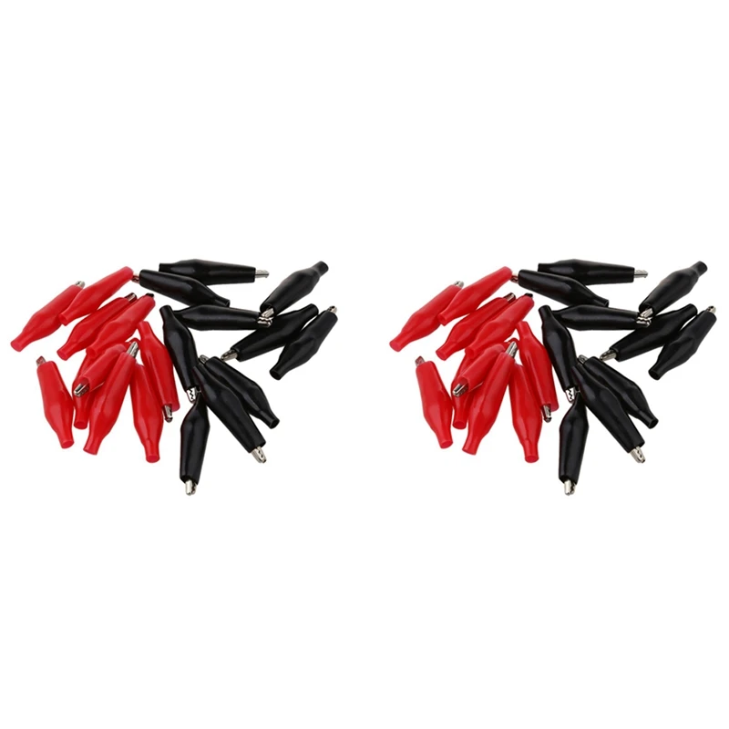 

40 Pcs Black Red Soft Plastic Coated Testing Probe Alligator Test Clip