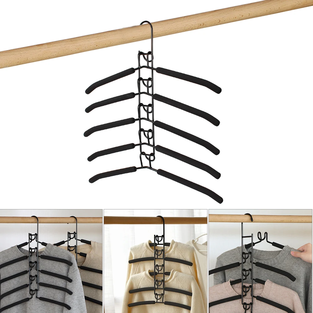 

Household One-Piece Clothes Hanger Mounted Hanger Clothes Drying Rack Detachable Storage Holder Indoor Space Saving 5 Layer