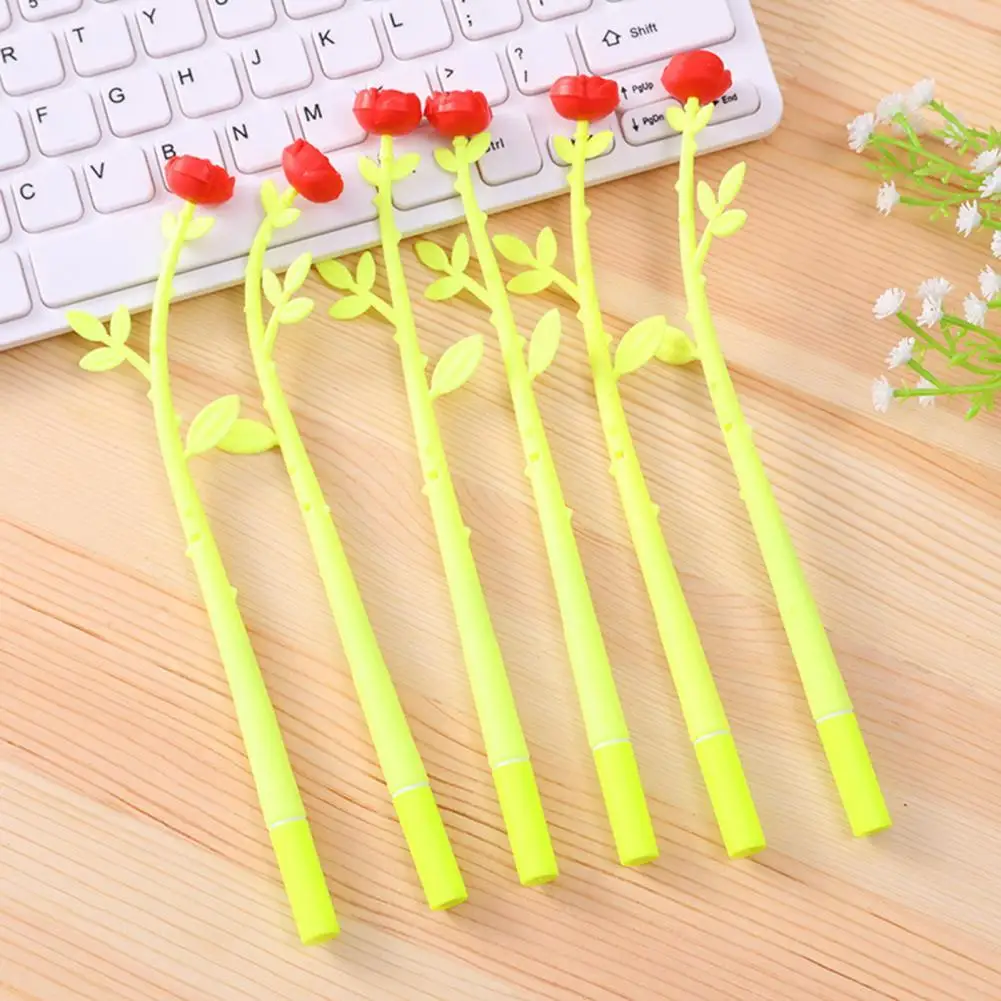 

12Pcs Fashion Ballpoint Pen Elegant Eye-catching Gel Pen Simulation Plant Signature Pen