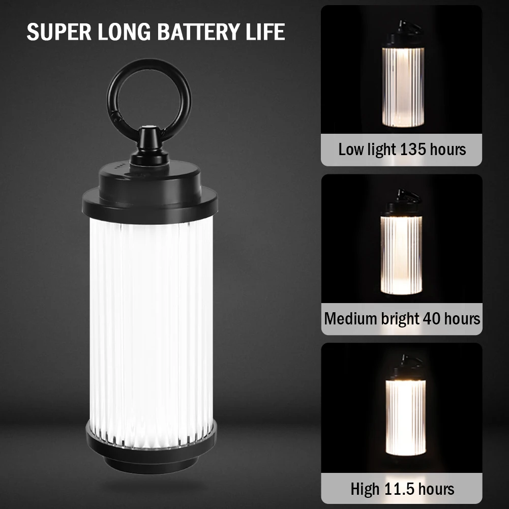 LED Atmosphere Lamp 3 Modes Portable Working Light Stepless Dimming Rechargeable 4500mAh Battery for Hiking Fishing Emergency