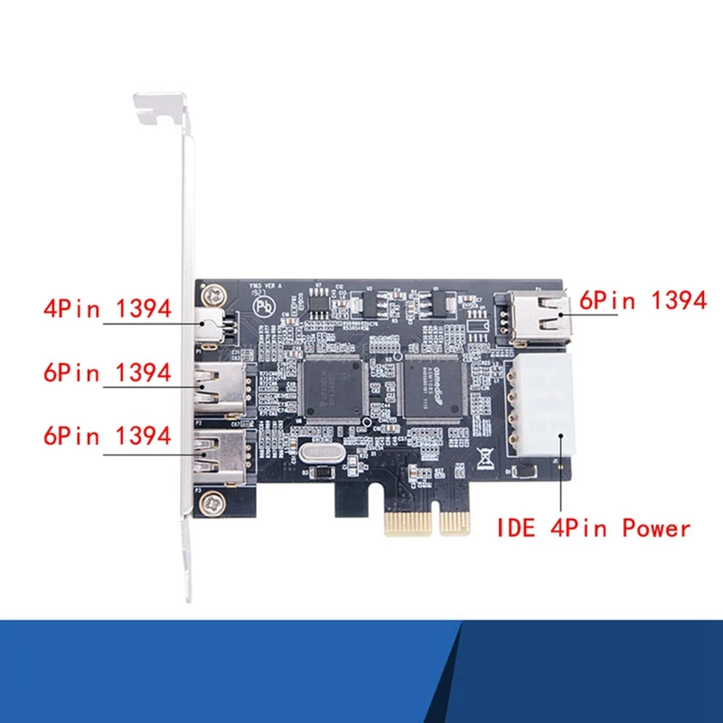 PCI-E 1X IEEE 1394A 4-портовый (3+1) Адаптер для карты Firewire 1394 A Pcie PC + металлическая карта