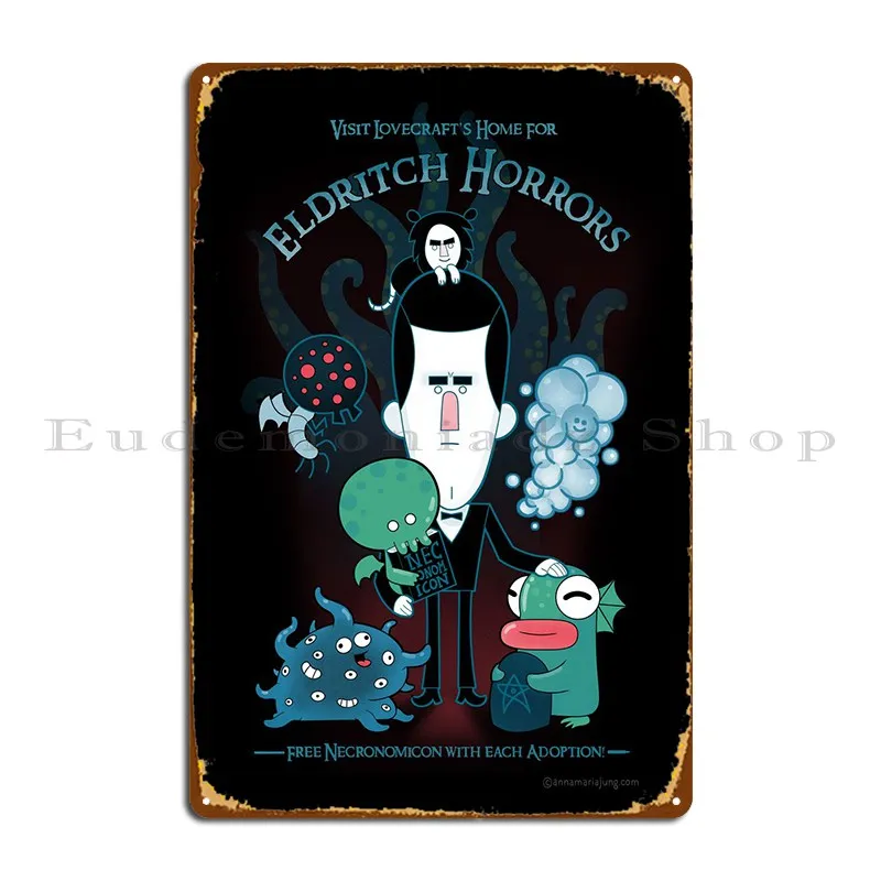

В Lovecraft's Home For El металлические знаки для кинотеатра, забавный стиль, клубный персонаж, Настенный декор, жестяной знак, плакат