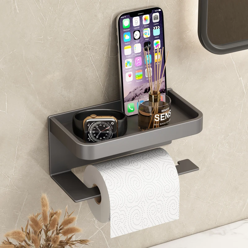 

Wall Roll Bathroom Holder Paper Phone Toilet Organizer Holder Paper Shelf Toilet Accessories Storage