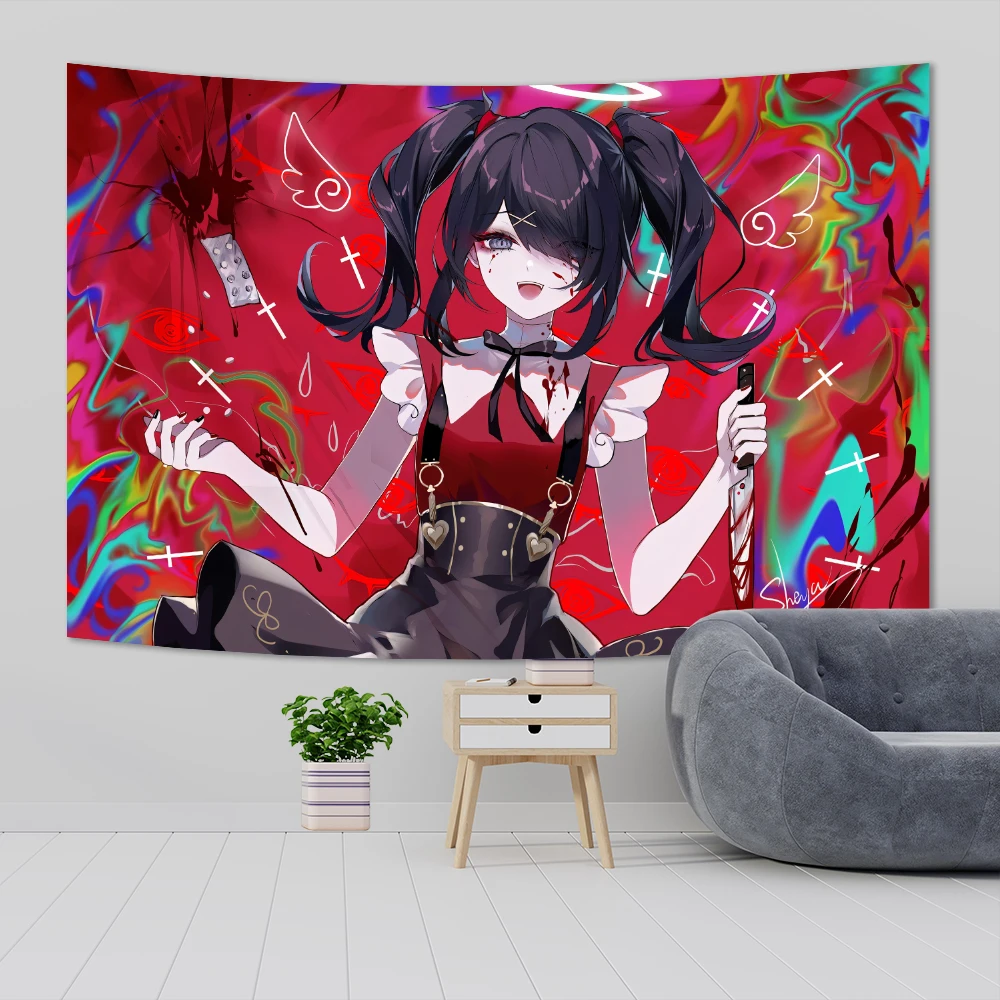 Аниме девушка Overdose Game Chart гобелен украшение дома хиппи богемное гадание