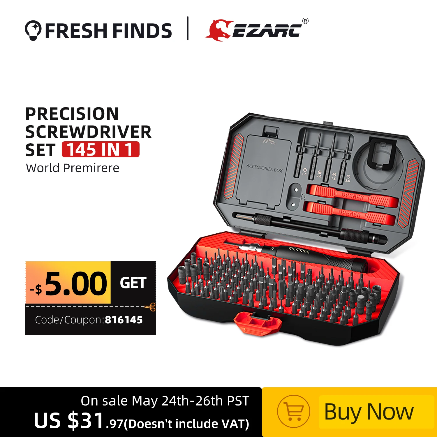 EZARC Precision Screwdriver Set 145 in 1 Magnetic Screwdriver Kit with Case Repair Tool for PC Laptop iPhone iPad Watch Glasses