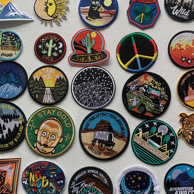 

Cartoon Landscape Embroidery Patch Wave Applique Patches For Clothing Thermoadhesive Patches On Clothes Letter Badges Stickers