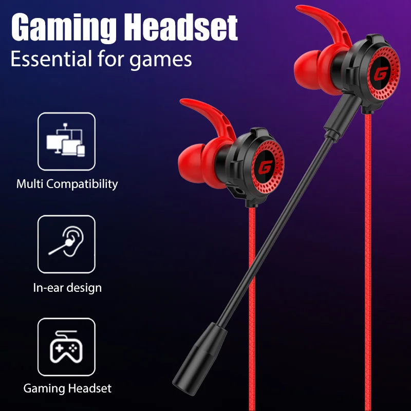 

G20 Wired Headphones Stereo Bass Gamer Earphones Gaming Earphone with Microphone Sweatproof Sports Haedset For Phone Computer