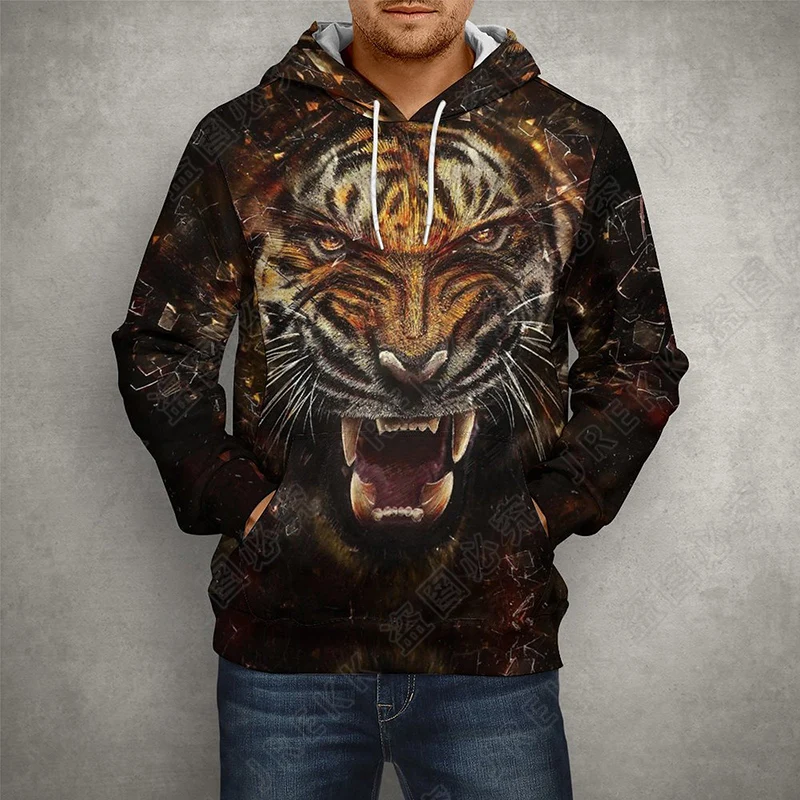 

Tiger 3D Printed Hoodie Men Trendy Animal Style Rock Streetwear Oversized Hooded Clothes Unisex Powerful Beast King Sweatshirts