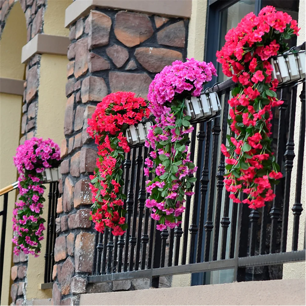 

Simulated Silk Flower 85cm Hanging Artificial Violet Flower Basket Bunch Decoration For Valentine's Day Wedding Wall Decoration