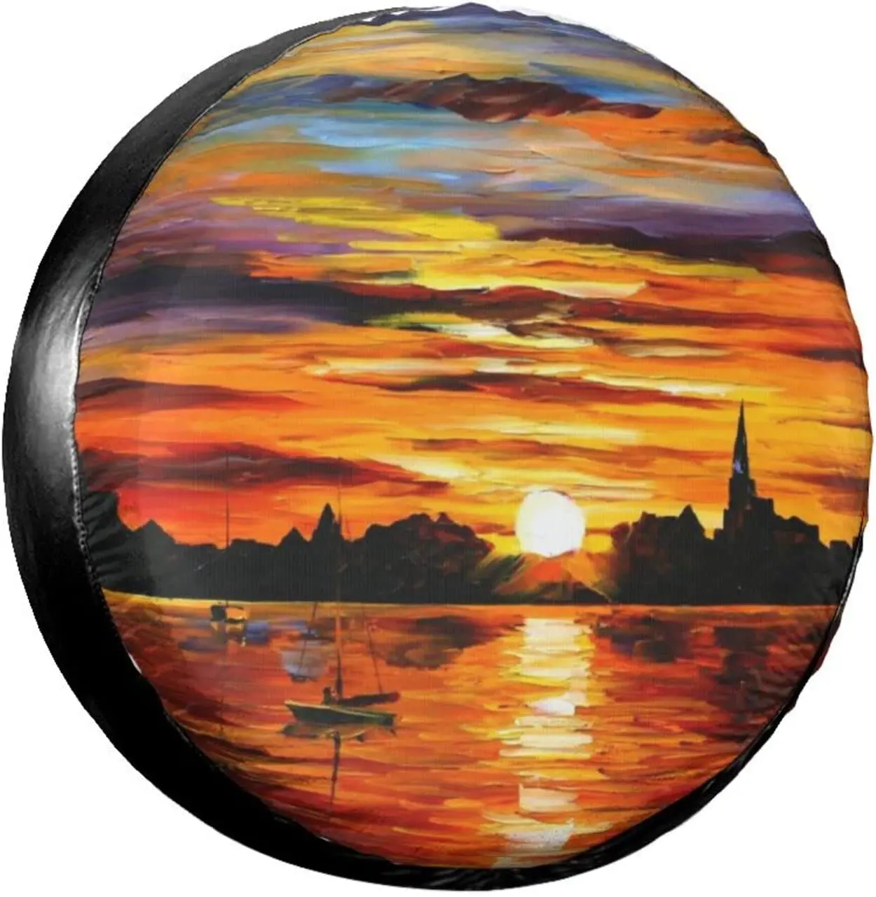 

Watercolor Beach Sea Spare Tire Cover, Tire Protector Waterproof Dust-Proof Wheel Tire Cover for Car Truck RV SUV Camper