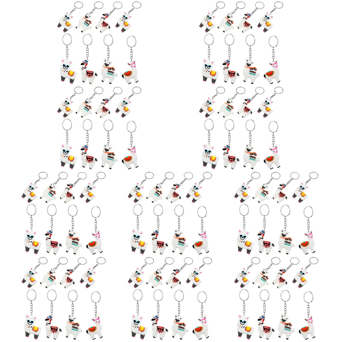 

120 Pcs Keychains Cartoon Alpaca Keyrings Handbag Decors Hanging Pendants for Keys Purses Bags (Mixed Style)