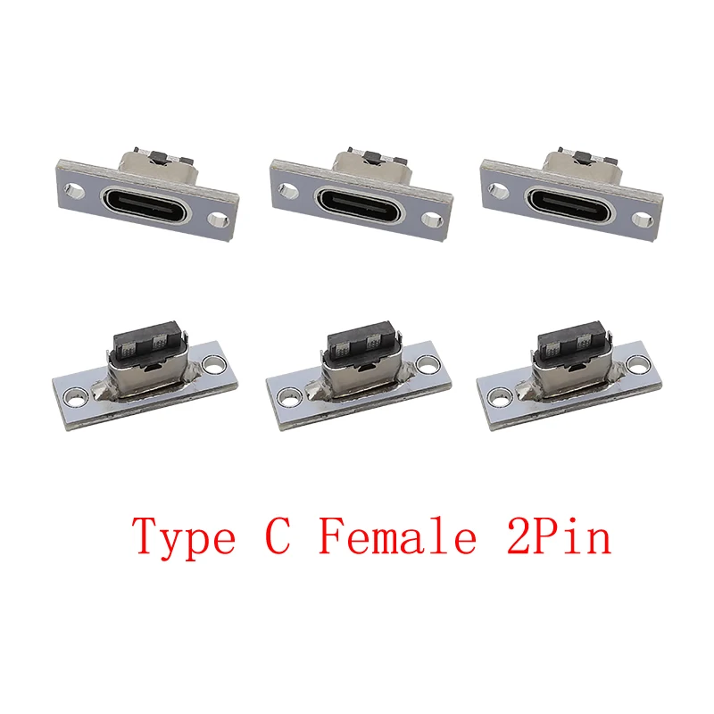 

6 шт., разъем USB Type-C С КРЕПЕЖНОЙ ПЛАСТИНОЙ, 2 Pin