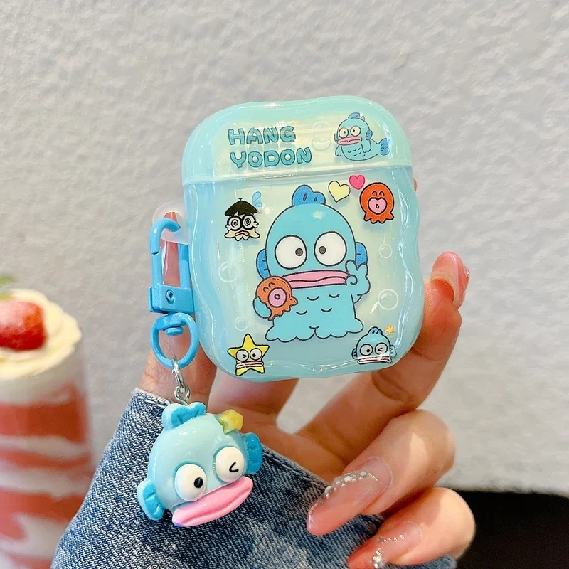 Фото Милый мультяшный чехол для наушников Sanrio Hangyodon для Airpods 1, 2, 3, 4 Pro 2, защитный чехол для беспроводной Bluetooth-гарнитуры с подвеской №3