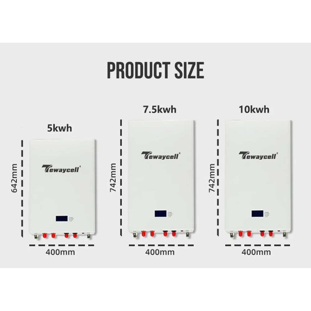 Фото Tewaycell 48 В 100 Ач 200 Ач Powerwall 5 кВтч 10 кВтч LiFePO4 аккумулятор с RS485 CAN 6000 циклов Встроенная солнечная система BMS БЕЗ TAX №2