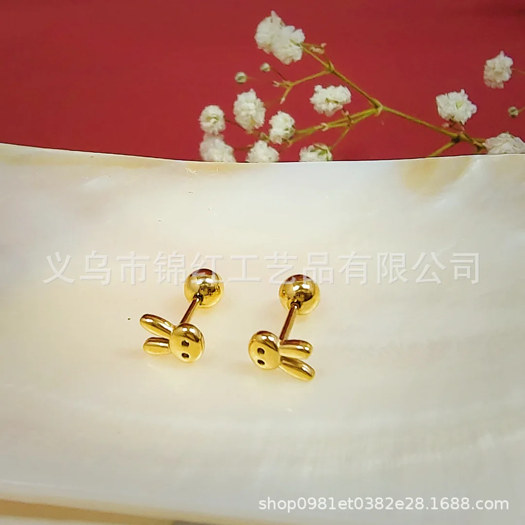 Титановая сталь серьги-гвоздики с резьбой шарик блестящей поверхностью